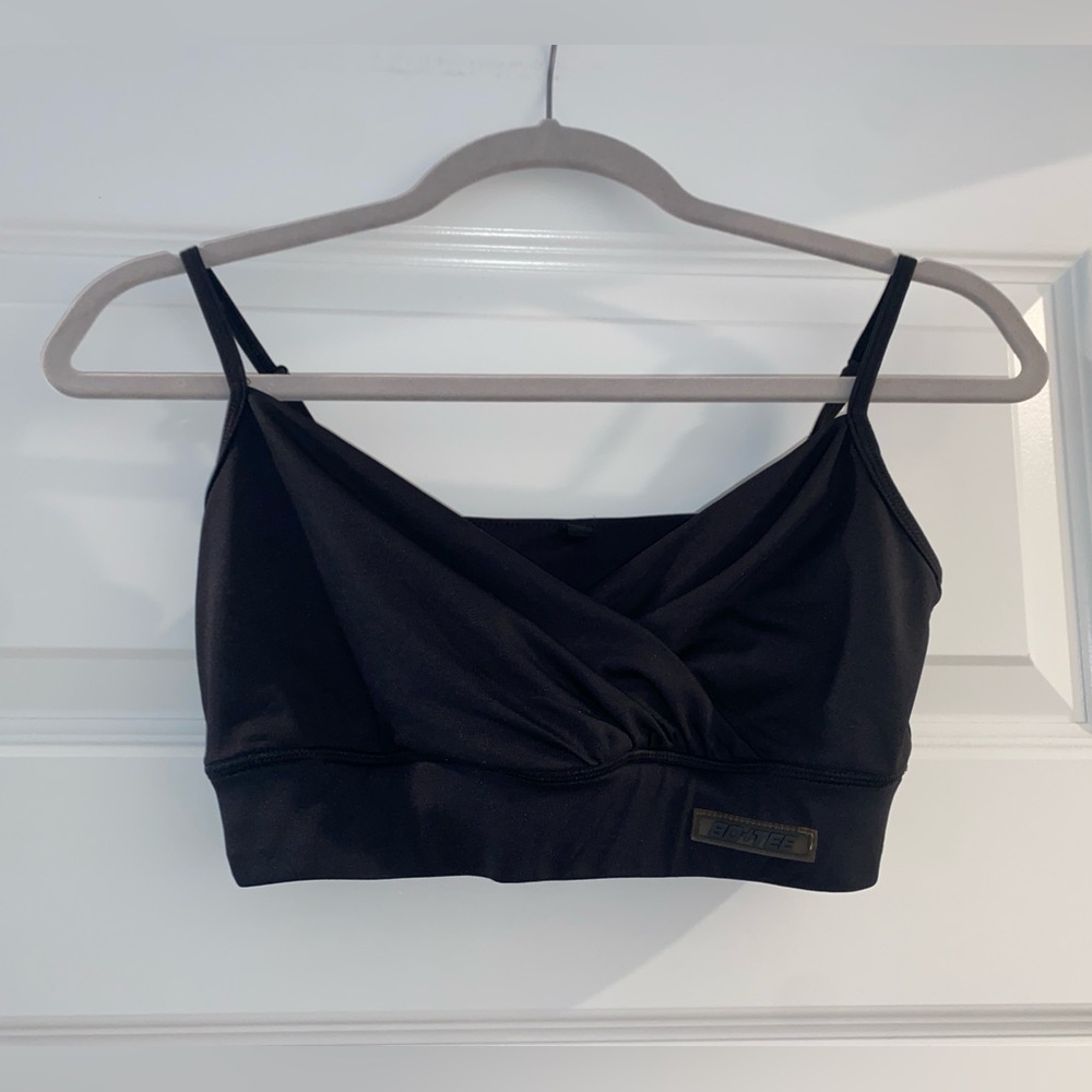 Black Women's Wrap Sports Bra Top by Bo + Tee - Medium